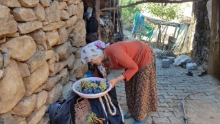 Uzun kış gecelerinde tüketmek için meyveler kurutuluyor