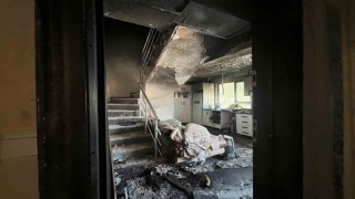 Yakıldığı iddia edilen dairedeki hasar görüntülendi