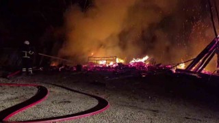 Yanan evdeki tüpün bomba gibi patladığı anlar kamerada