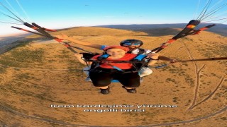 Yürüme engelli kadının hayali gerçek oldu, özgürlüğe uçarak kavuştu