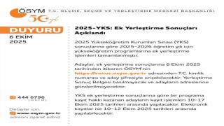 2025 YKS ek yerleştirme sonuçları açıklandı