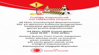 29 Ekim Cumhuriyet Bayramı provası sebebiyle bazı yollar trafiğe kapanacak