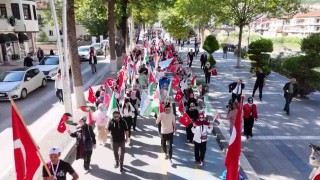 Amasyada üniversite öğrencilerinden Filistine destek yürüyüşü