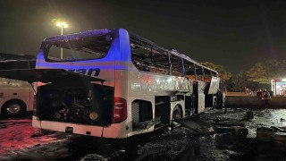 AŞTİde otobüs yangını paniğe neden oldu