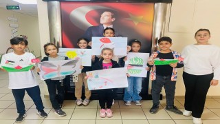 Aydında gençlerden Gazzede yaşananlara sanatla dikkat çekti