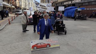 Bafrada görme engellilerden farkındalık yürüyüşü