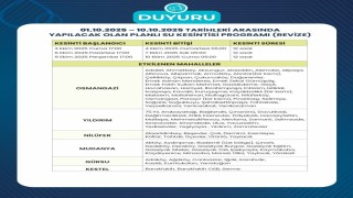 Bursada su kesintilerinde güncelleme yapıldı