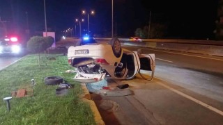 D-130 kara yolunda otomobil takla attı: 3 yaralı
