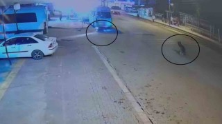 Devrilerek sürüklenen motosiklet, park halindeki minibüsün altına girdi: O anlar kamerada