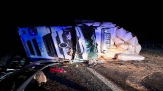 Elazığda kamyon devrildi: 1 yaralı