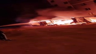 Erzurumda şantiye alanında korkutan yangın