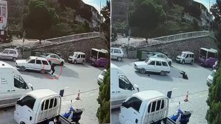 Geri manevra yapan otomobil, bastonla yürüyen yaşlı adama çarptı