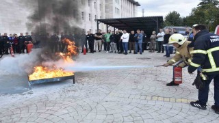 İtfaiyeden polislere yangın eğitimi