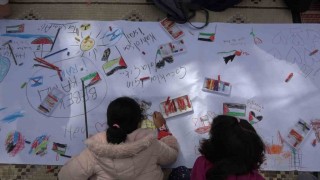 Kırklarelinde Filistinli çocuklar için çiz etkinliği