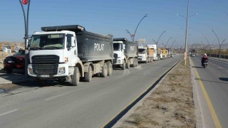 Malatyada hafriyat kamyonu sürücülerinden ceza protestosu