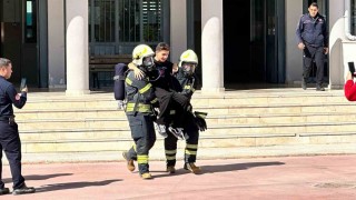 Menteşedeki lisede deprem tatbikatı gerçekleştirildi