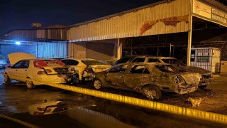 Mersinde sanayi sitesinde park halindeki 5 araç kundaklandı