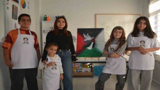 Minik çocuklar Filistin ve Gazzenin resmini çizdiler