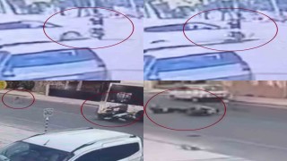 Motosikletli köpekle birlikte savruldu