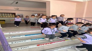 Okulda deprem tahliye tatbikatı yapıldı