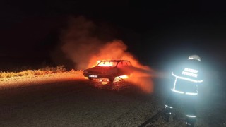 Otomobil alevlere teslim oldu