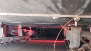 Reklam panosunda mahsur kalan kediyi itfaiye kurtardı