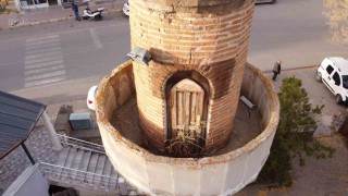 Şahruh Beyden kalan 5 asırlık minare dron ile görüntülendi