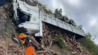 Samsunda odun yüklü kamyon şarampole devrildi: 1 ölü