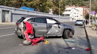 Sarıyerde U dönüşü yapan otomobil motosikletle çarpıştı: 1 ağır yaralı