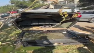 Takla atan otomobil ters durdu