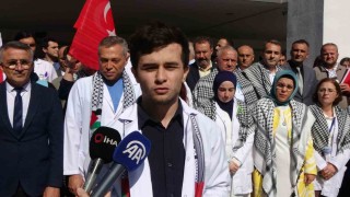 Trabzonda doktor adaylarından Hayat Kurtaran Eller Gazzedeki Katliama Susamaz protestosu
