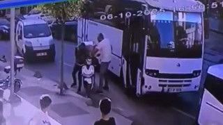Trafik magandası kuryeye dehşeti yaşattı