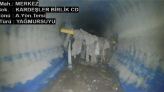 Yağmur suyu hattının içinden geçirilen doğalgaz hattı, robot kamera ile tespit edildi