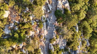 Antalyada 3 bin 650 metrelik tarihi Kervan Yolu rotası dron ile görüntülendi