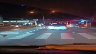 Arnavutköyde araç üstünde tehlikeli yolculuk kamerada