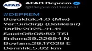 Balıkesirde 4 büyüklüğünde deprem