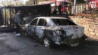 Beykozda korkutan yangın: Garaj ve otomobil yanarak adeta kül oldu