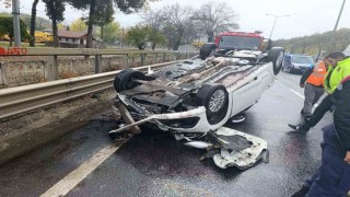 Bilecikte takla atan aracın sürücüsü hafif yaralandı
