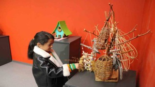 Doğada bulduğu ahşap parçalarını kuş evini çevirdi