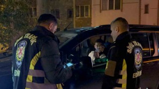 Edirnede polis ekiplerinden sıkı denetim