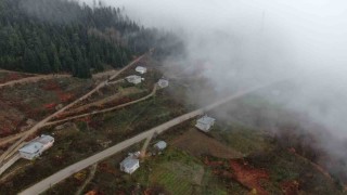 Kastamonuda Yaralıgöz geçidinde sis nedeniyle görüş mesafesi düştü