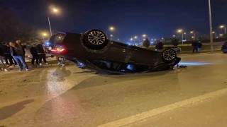 Kaza yapan araç takla attı: 2 yaralı