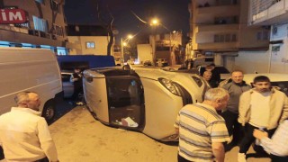 Kontrolden çıkan otomobil yan döndü: 1 yaralı