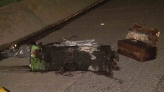 Kuzey Marmara Otoyolunda kamyonun lastiğinde başlayan yangın araca sirayet etti