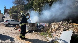 Menteşede çöp konteynerinde yangın paniği