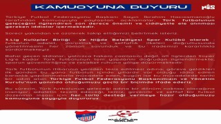 Niğde Belediyespordan TFFye destek