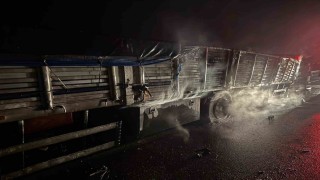 Osmaniyede mısır yüklü tır alev alev yandı