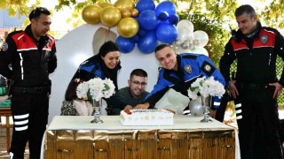 Polislerden cam kemik hastası Buğraya davullu, zurnalı doğum günü