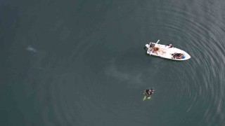 Sapanca Gölündeki endişelendiren kabarcıklar su altından ve havadan görüntülendi