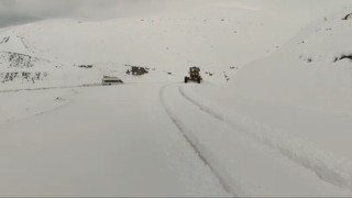 Siirtte karda araçlar yolda mahsur kaldı